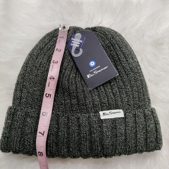 NWT Ben Sherman Men's Dark Gray Thermal Plush Lining Ribbed Knit Beanie Hat - Picture 8 of 8